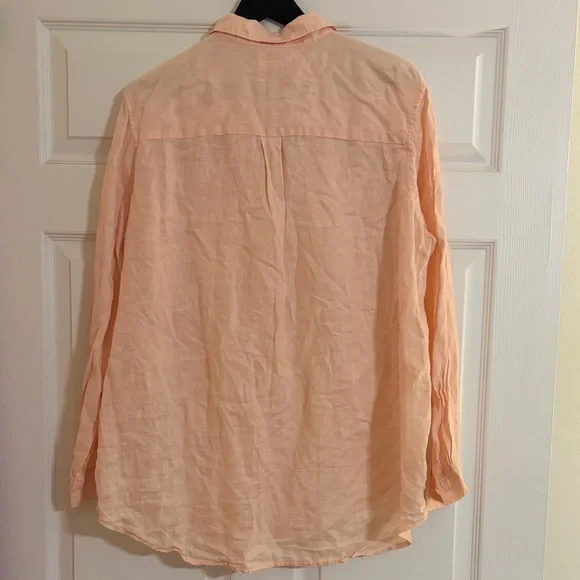 GAP Vintage Boyfriend Fit Linen Peach Button-Down Shirt - Picture 3 of 5